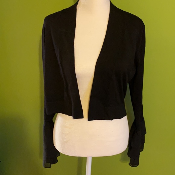 Calvin Klein women cardigan wit ruffle cuffs, size S/CH/P, color black - Picture 4 of 6